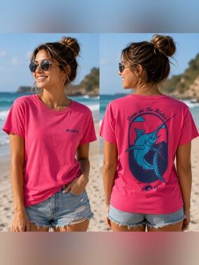 🆕 Costa Del Mar Marlin Graphic Tee Pink Women’s XL XXL 100% Cotton